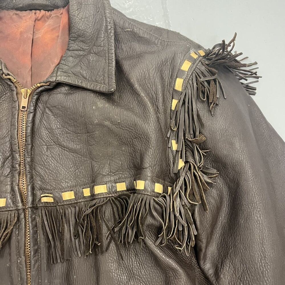 Vintage 60s Brown Western Cowboy Tassel Jacket - Picture 2 of 5